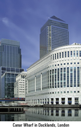 Office blocks at canary wharf docklands london